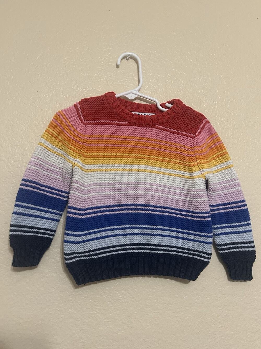 Old Navy Baby Unisex Size 18- 24 Months Acrylic Knitted Striped Rainbow Sweater